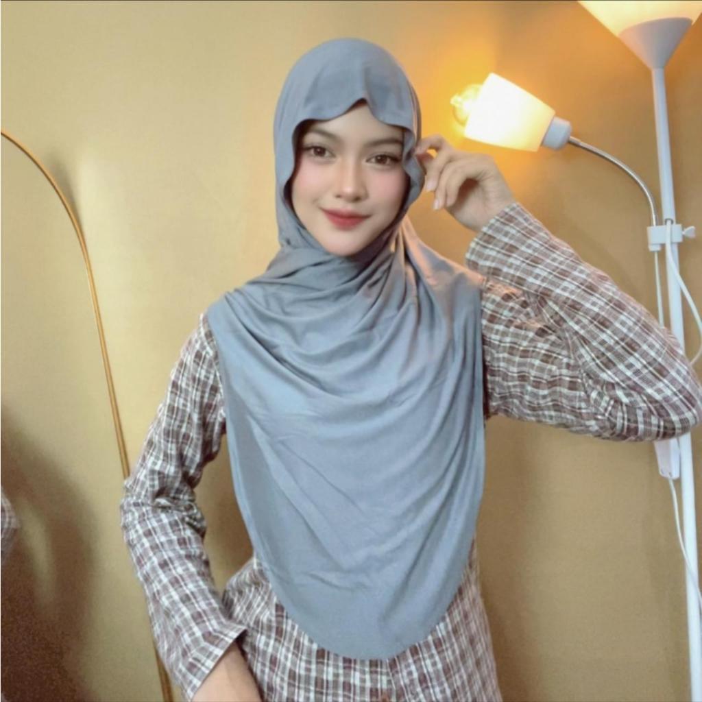Hanania Hijab Lavia Hijab Instan Bergo Meleyot Plus Inner 2In1 Size L Kaos Rayon Cooltech