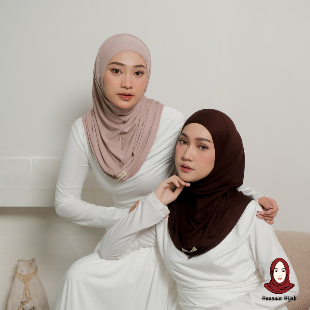 Hanania Hijab - Bergo Instan Padel Size S M L Karet Dagu Softpad Rayon Airflow Cooltech | Bego Kaos Daily Sporty