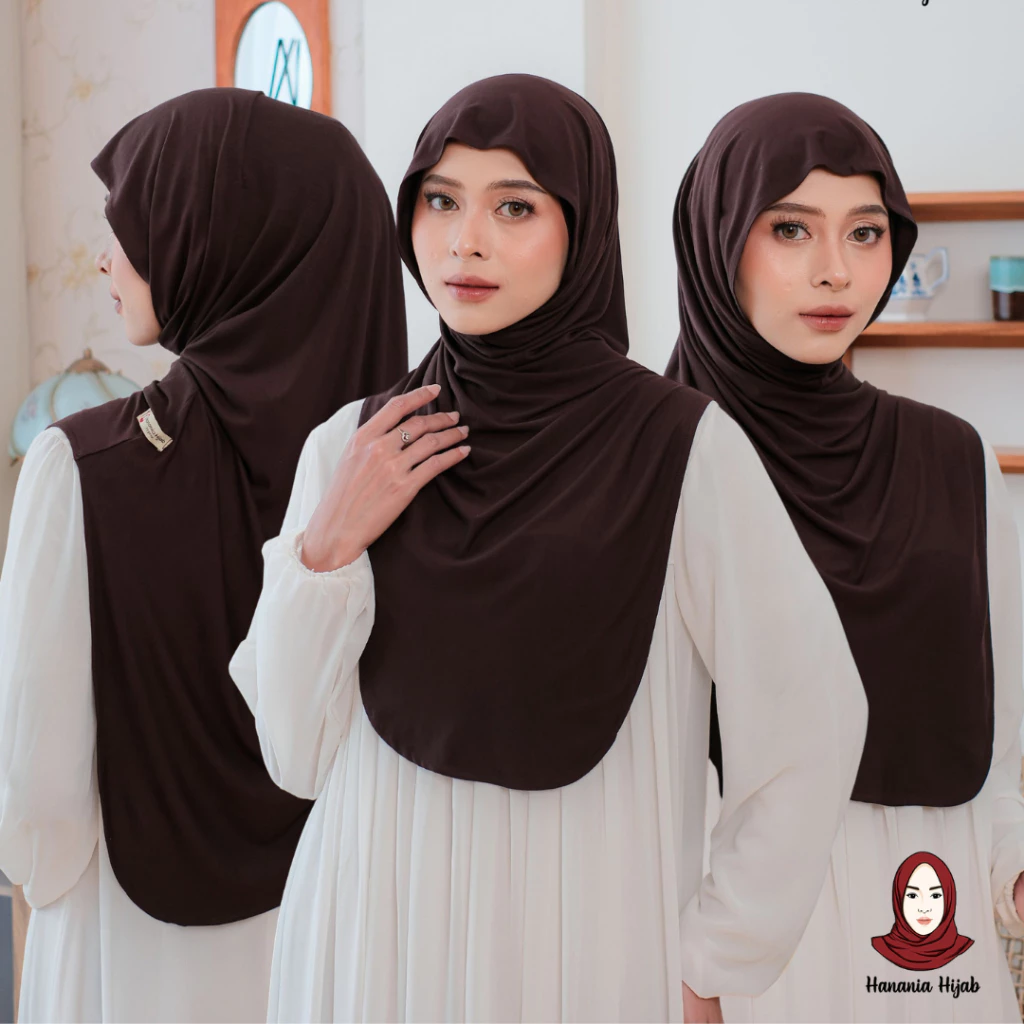 Hanania Hijab Lavia Hijab Instan Bergo Meleyot Plus Inner 2In1 Size L Kaos Rayon Cooltech