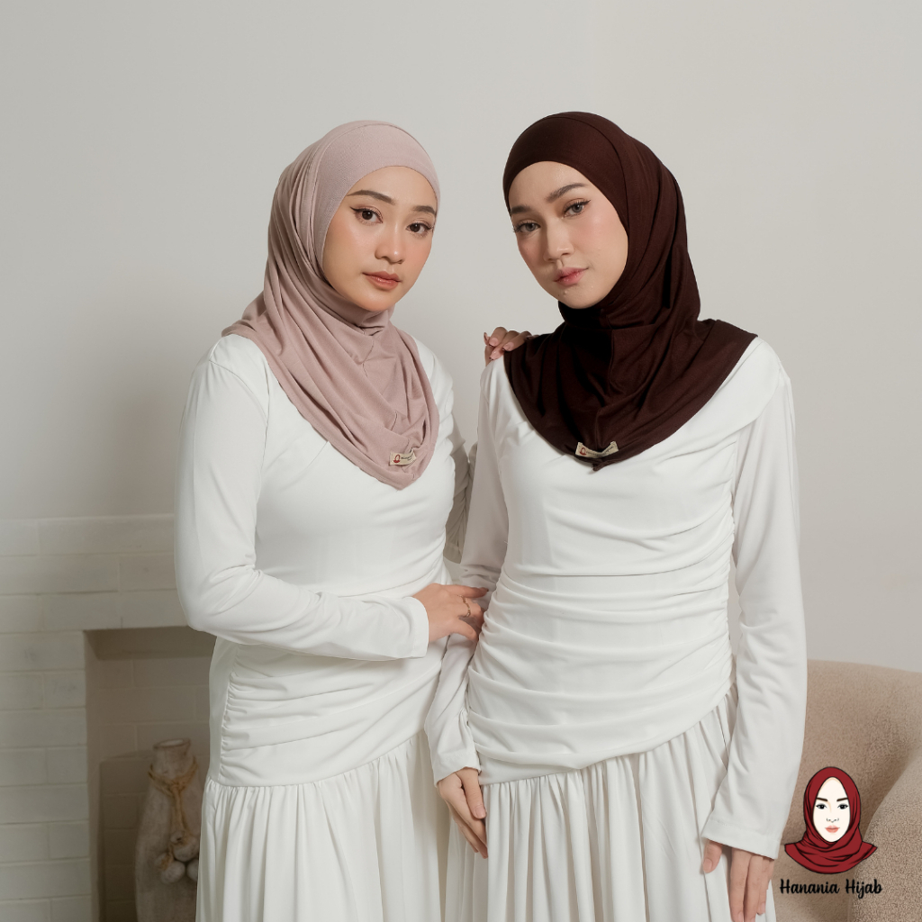Hanania Hijab - Bergo Instan Padel Size S M L Karet Dagu Softpad Rayon Airflow Cooltech | Bego Kaos Daily Sporty