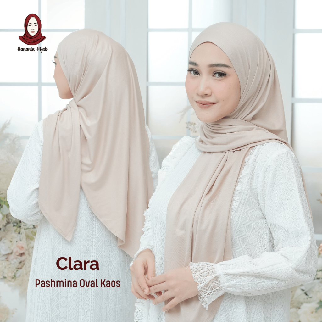 Hanania Hijab - Clara Pashmina Kaos Oval Rayon Premium | Pashmina Oval Meleyot Bahan Cotton Rayon